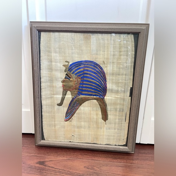 Vintage Egyptian papyrus hand, painted framed - Picture 1 of 14